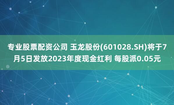 专业股票配资公司 玉龙股份(601028.SH)将于7月5日发放2023年度现金红利 每股派0.05元
